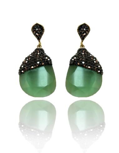 PENDIENTES PARA BODAS VERDES CON DISEÑO DE PIEDRA IRREGULAR