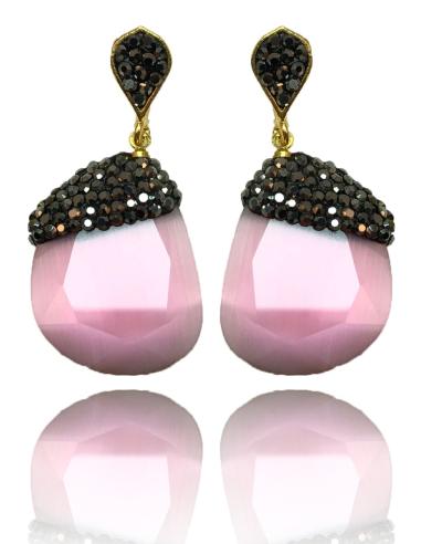 PENDIENTES PARA BODAS ROSAS CON DISEÑO DE PIEDRA IRREGULAR