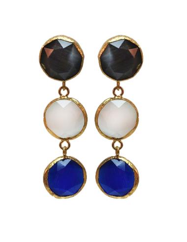 PENDIENTES LARGOS AZULES Y BLANCSOS PARA BODAS, IDEALES PARA RESALTAR TUS OJOS