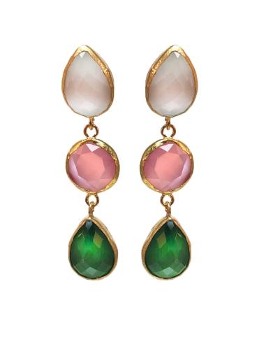 PENDIENTES LARGOS VERDES EN TRICOLOR PARA BODAS, IDEALES PARA RESALTAR TUS OJOS