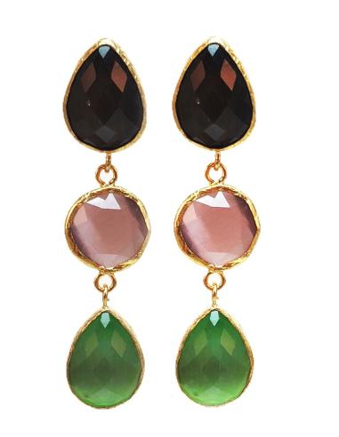 PENDIENTES LARGOS VERDE CLARO EN TRICOLOR PARA BODAS, IDEALES PARA RESALTAR TUS OJOS
