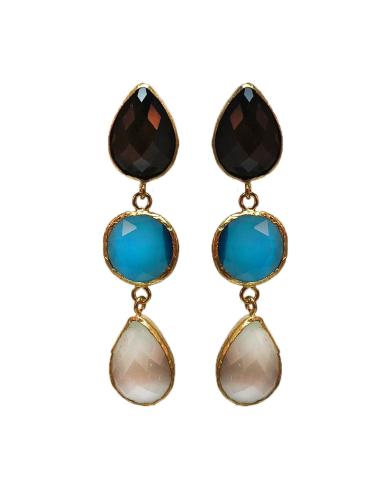 PENDIENTES LARGOS CON BLANCO EN TRICOLOR PARA BODAS, IDEALES PARA RESALTAR TUS OJOS