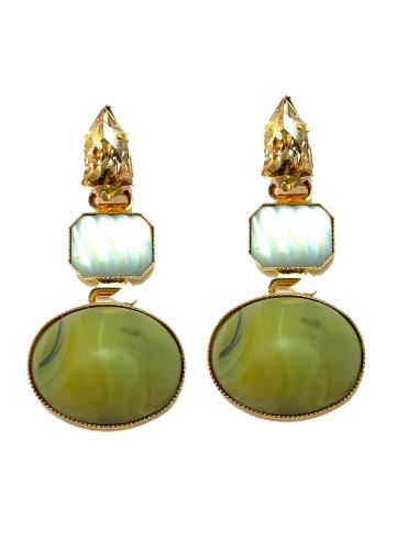 PENDIENTES MUJER ELGANTES ALTA BISUTERIA, PENDIENTES DE DISEÑO EN CRISTALES NACARADOS Y PIEDRAS
