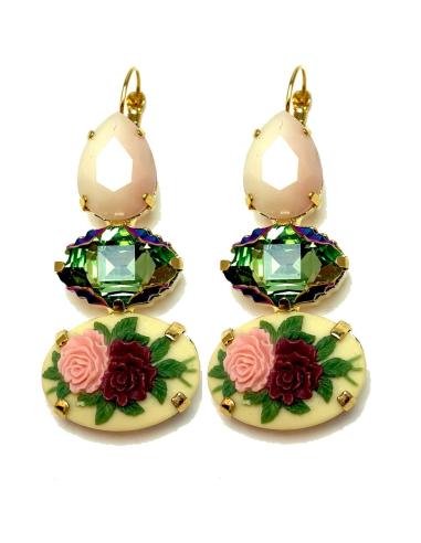 PENDIENTES MUJER BISUTERIA ROMANTICA, CAMAFEOS DE FLORES
