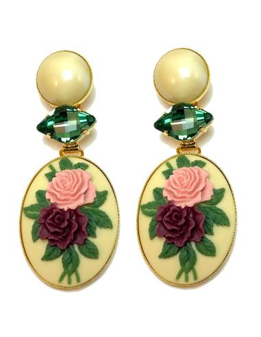 PENDIENTES MUJER BISUTERIA ROMANTICA, CAMAFEOS DE FLORES