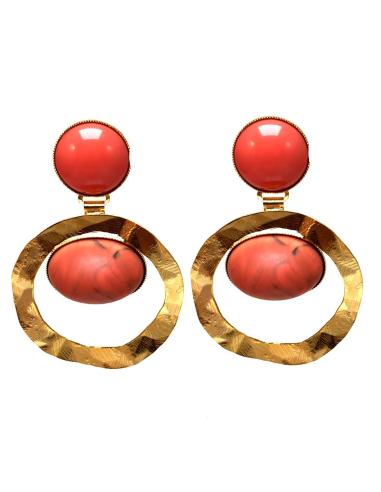 PENDIENTES MUJER ORIGINALES Y CON DISEÑO EN CORAL Y BAÑO DE ORO