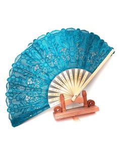 ABANICOS PARA BODAS FIESTAS Y EVENTOS COLOR AZUL PETROLEO