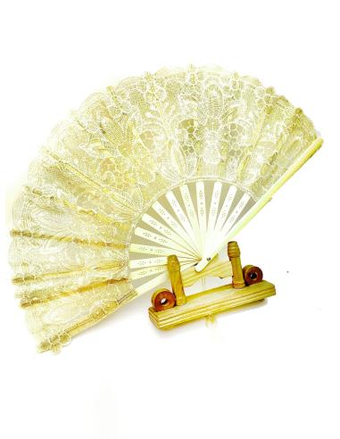 ABANICOS PARA BODAS FIESTAS Y EVENTOS COLOR BLANCO ROTO