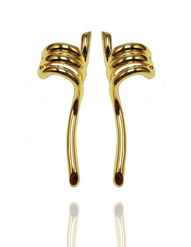 PENDIENTES LARGOS DORADOS CON DISEÑO DE MUELLE, PARA CREAR TU LOOK MAS ROMPEDOR
