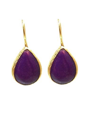 PENDIENTES DE BISUTERIA MORADOS CON LAGRIMA