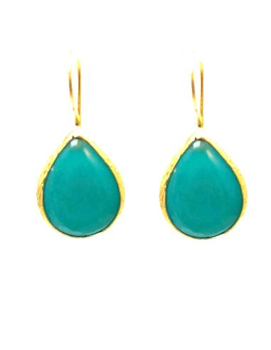 PENDIENTES DE BISUTERIA EN VERDE MAR CON LAGRIMA