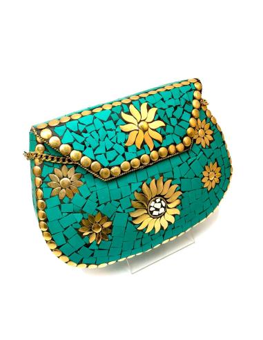 BOLSOS DE FIESTA TURQUESAS CON PRECIOSA DECORACION DE MOSAICO, TE QUEDARA PRECIOSO CON TU VESTIDO
