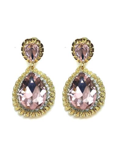 BONITOS PENDIENTES DE CRISTAL EN TONOS ROSAS PARA TU VESTIDO DE FIESTA