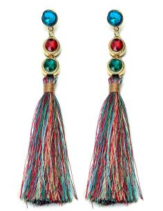 Imagen del producto PENDIENTES LARGOS DE FLECOS EN TONOS MULTICOLOR, ESTARAS ESPECTACULAR