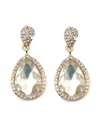 PENDIENTES DE FIESTA DORADOS CON LAGRIMA CRISTAL, PRECIOSOS PENDIENTES QUE TE QUEDARAN DIVINOS