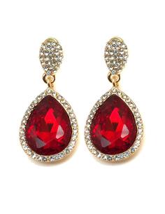 PENDIENTES DE FIESTA DORADOS CON LAGRIMA ROJA, PRECIOSOS PENDIENTES QUE TE QUEDARAN DIVINOS