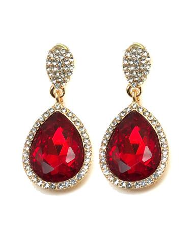 PENDIENTES DE FIESTA DORADOS CON LAGRIMA ROJA, PRECIOSOS PENDIENTES QUE TE QUEDARAN DIVINOS
