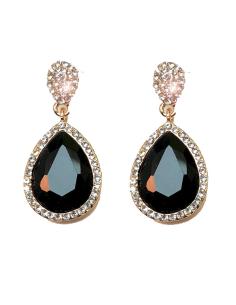 PENDIENTES DE FIESTA DORADOS CON LAGRIMA NEGRA, PRECIOSOS PENDIENTES QUE TE QUEDARAN DIVINOS