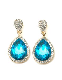 PENDIENTES DE FIESTA DORADOS CON LAGRIMA AZUL TURQUESA, PRECIOSOS PENDIENTES QUE TE QUEDARAN DIVINOS