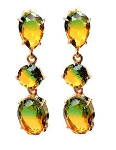PENDIENTES LARGOS DE BISUTERIA EN VERDE TORNASOL CON AMARILLO