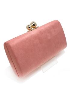 ORIGINALES BOLSOS DE FIESTA ROSA MAQUILLAJE OSCURO, CON CIERRE DOBLE BOLA EN DORADO