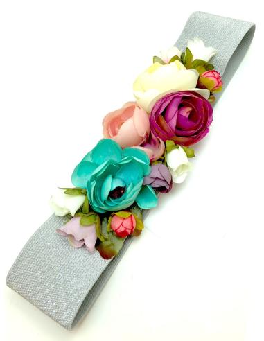 CINTURONES DE FLORES DE COLORES CON PLATEADO, PRECIOSA COMBINACION PARA TU VESTIDO DE FIESTA