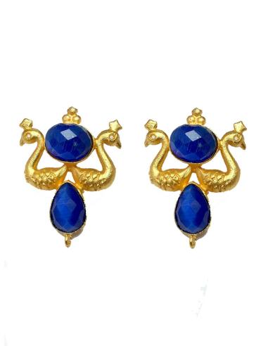 PENDIENTES MUJER DORADOS Y PIEDRA  NATURAL DE DISEÑO