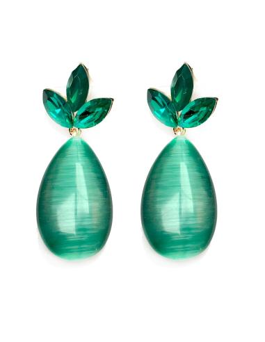 PENDIENTES  MUJER DE PIEDRAS VERDES, PRECIOSA LAGRIMA ANACARADA QUE LUCIRA CON TUS PRENDAS DE VESTIR, ESPEC