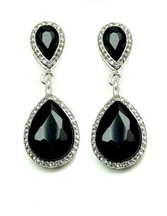 PENDIENTES LAGRIMA  DE FIESTA NEGROS, PRECIOSOS PARA CONJUNTAR TU VESTIDO DE FIESTA O NOCHE