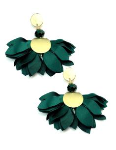 PENDIENTES LARGOS VERDES BOTELLA DE BISUTERIA, PRECIOSO ABANICO FLOR