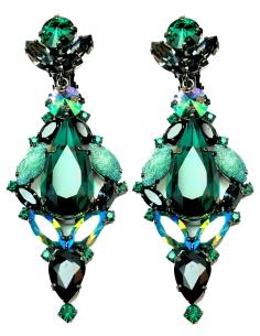 PENDIENTES GRANDES  CRISTAL SWAROSVKI VERDE BOTELLA UNOS PENDIENTES ESPECTACULARES PARA EVENTOS IMPORTANTES