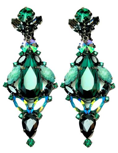 PENDIENTES GRANDES  CRISTAL SWAROSVKI VERDE BOTELLA UNOS PENDIENTES ESPECTACULARES PARA EVENTOS IMPORTANTES