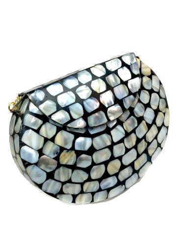 BOLSOS DE FIESTA NACARADOS CON DISEÑO DE MOSAICO EN NEGRO