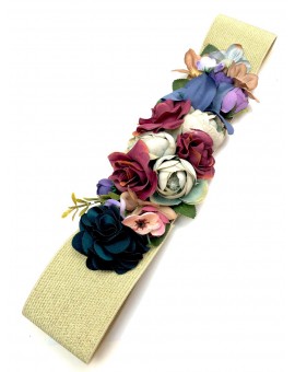 Imagen del producto CINTURONES DE FIESTA DORADOS CON FLORES EN MULTICOLOR