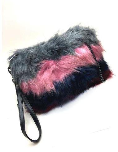 BOLSOS BANDOLERA DE PELO ROSA Y GRANATE