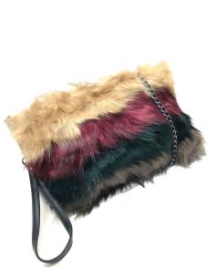 BOLSOS BANDOLERA DE PELO GRANATE Y VERDE