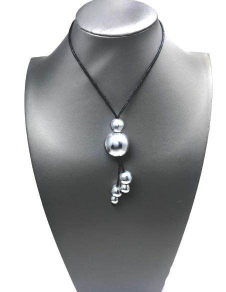 COLLARES MUJER PLATA CORTOS CON AVALORIOS DE BOLAS