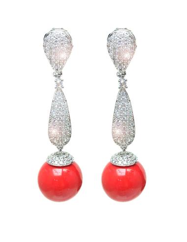 PENDIENTES LARGOS CORAL Y CIRCONITA BRILLO