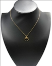 COLLAR COLMILLO DE DOBLE CUERNO MONTADO EN ACERO CON BAÑO ORO