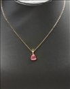 COLLARES BISUTERIA FINA CON COLGANTE PIEDRA OJO DE GATO ROSA