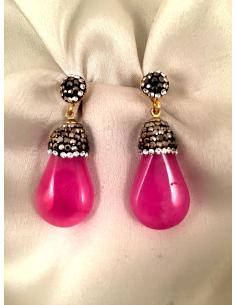 Imagen del producto PENDIENTES FUCSIAS ELEGANTES DE LAGRIMA EN PIEDRAS SEMIPRECIOSAS