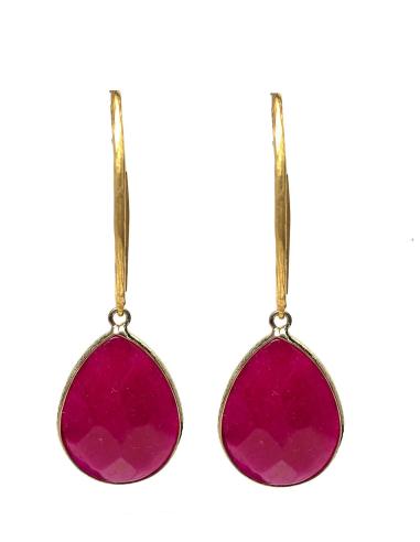 PENDIENTES LARGOS DE LAGRIMA FUCSIA