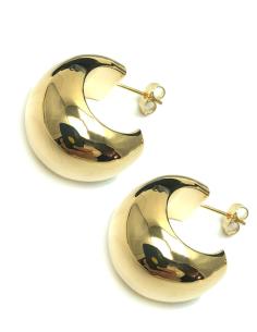 PENDIENTES DE ARO ANCHO CHAPADOS DE ORO BRILLO , CRIOLLA 22mm