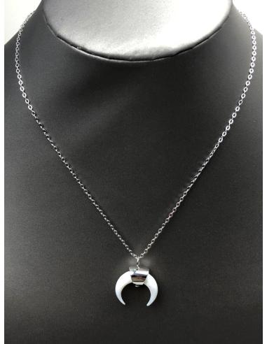 COLLAR COLMILLO, DOBLE CUERNO DE ACERO