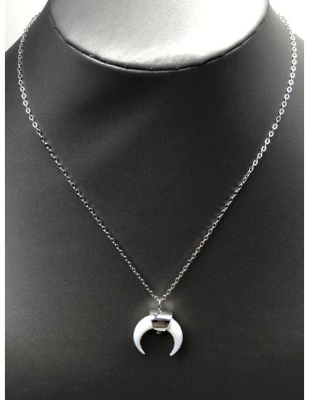 COLLAR COLMILLO, DOBLE CUERNO DE ACERO