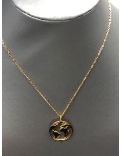 COLLARES BISUTERIA FINA COLGANTE MAPA MUNDO CON BAÑO DE ORO