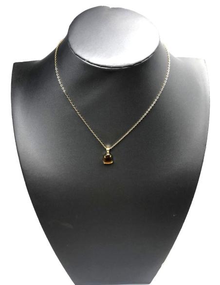 COLLARES BISUTERIA FINA CON COLGANTE PIEDRA OJO DE GATO MARRON