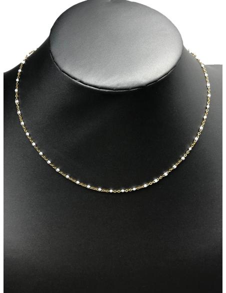 COLLARES BISUTERIA FINA CON CADENA Y BOLITAS BLANCAS