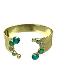 PULSERAS MUJER  CHAPADAS EN ORO Y PIEDRAS SEMIPRECIOSAS