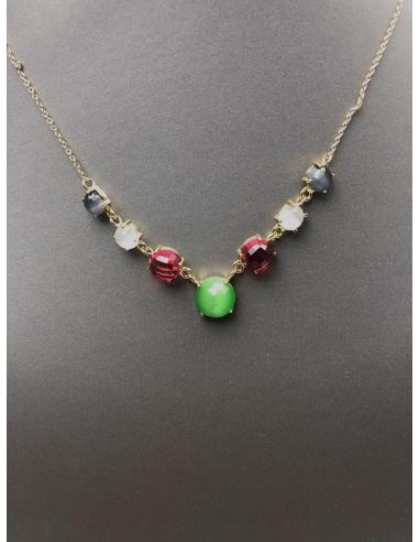 COLLARES MUJER ORO CHAPADO COMBINADO CON VERDE